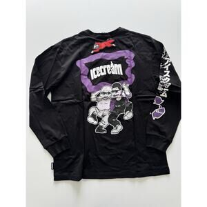 Ice Cream Mens Nation Long Sleeve Knit Tee,Black XL NWT